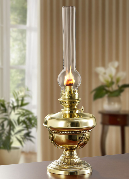 Wohnaccessoires - Öllampe im antiken Stil aus echtem Messing, in Farbe MESSING
