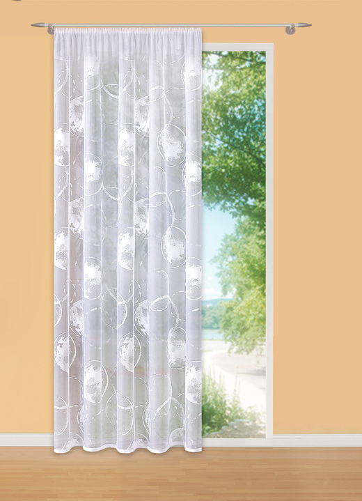Klassisch - Vorhang Seifenblasen mit Bleibandabschluss, in Größe 136 (H100xB300 cm) bis 291 (H245xB450 cm), in Farbe WEISS