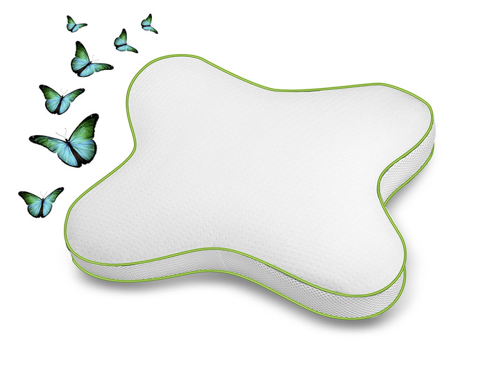 Gesunder Schlaf - Ergonomisch geformtes Schmetterlingskissen, in Farbe WEISS Ansicht 1