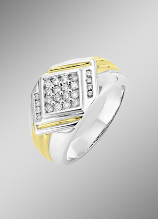 Hochwertiger Herrenring in Bicolor mit Diamanten