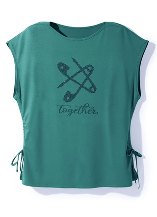 Shirt mit seitlicher Raffung durch Bindeband in 2 Farben