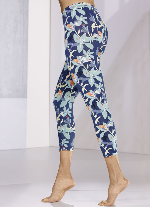Leggings - Zweierpack Leggings in 7/8-Länge, in Größe 036 bis 052, in Farbe 1X MARINE BUNT BEDRUCKT, 1X MARINE