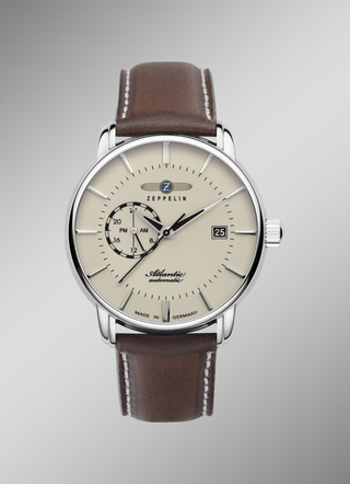 Zeppelin-Automatik-Herrenuhr mit Edelstahlgehäuse und Lederband