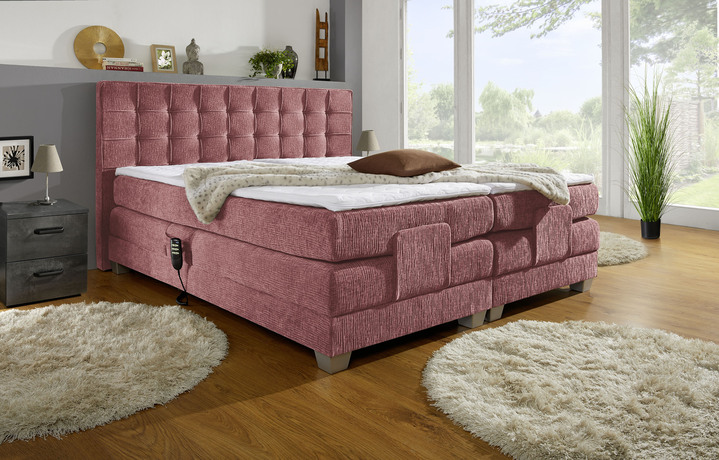 Boxspringbetten - Elektrisch verstellbares Boxspringbett mit Topper, in Farbe ROSA Ansicht 1