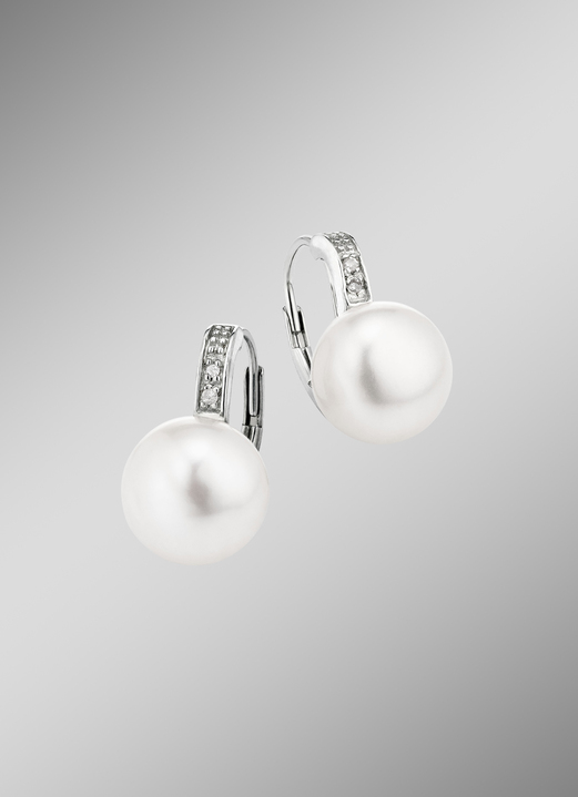 Ohrschmuck - Ohrringe mit Süsswasser-Zuchtperlen und Diamanten, in Farbe  Ansicht 1