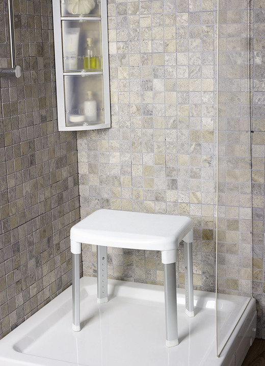 Badhilfen - Dusch- und Badehocker mit extra grosser Sitzfläche, in Farbe WEISS