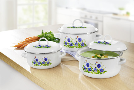 Topf-Set aus widerstandsfähiger Stahl-Emaille
