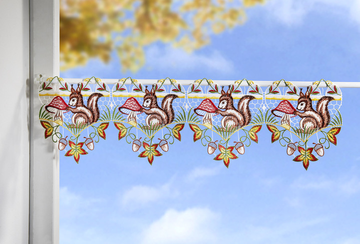Kurzgardinen - Stangendeko aus echter Plauener Spitze, in Größe 628 (18x48 cm) bis 664 (18x96 cm), in Farbe MULTICOLOR