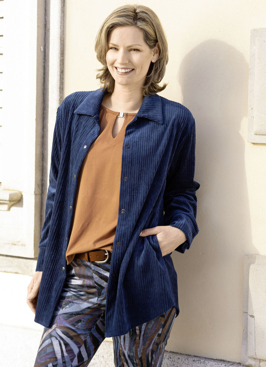 Blusen & Tuniken - Blusenjacke mit Hemdkragen, in Größe 036 bis 054, in Farbe MARINE