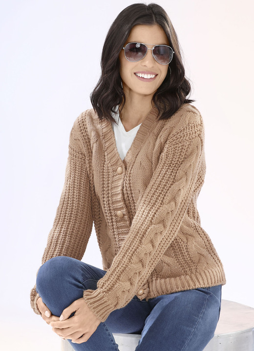 Basics - Strickjacke in Grobstrick, in Größe L(44/46) bis XS(32/34), in Farbe CAMEL Ansicht 1