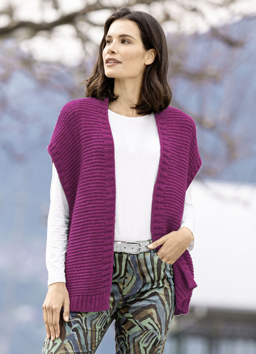 Basics - Gilet mit Alpaka-Anteil, in Größe L(44/46) bis XL(48/50), in Farbe MAGENTA MELIERT Ansicht 1