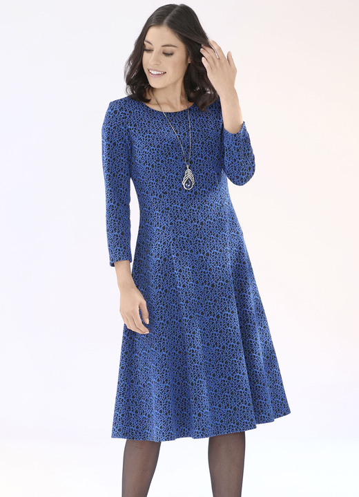 - Strick-Kleid mit leichtem Cloqué-Effekt, in Größe 040 bis 552, in Farbe ROYALBLAU-SCHWARZ