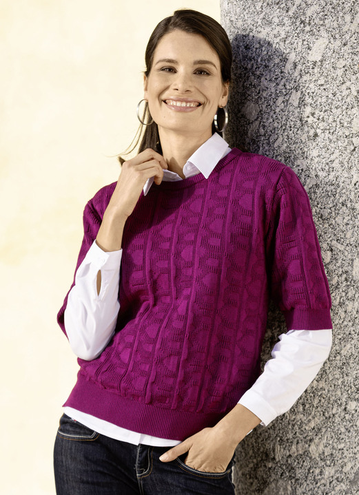 Basics - Pulli in Strickmix, in Größe 036 bis 052, in Farbe FUCHSIA Ansicht 1