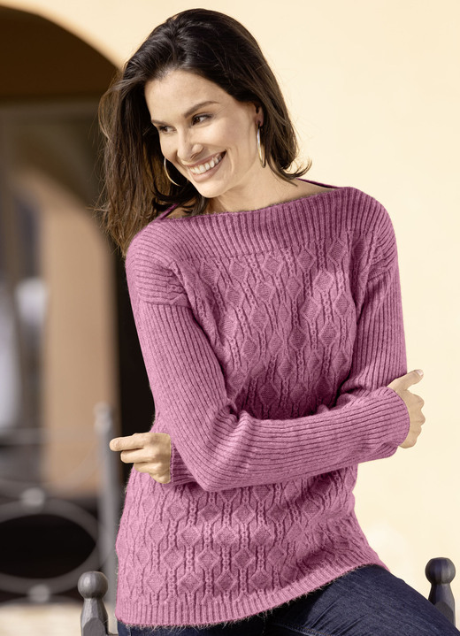 Basics - Pullover in sehr kuschliger Flauschqualität, in Größe L(44/46) bis XS(32/34), in Farbe ROSÉ MELIERT Ansicht 1