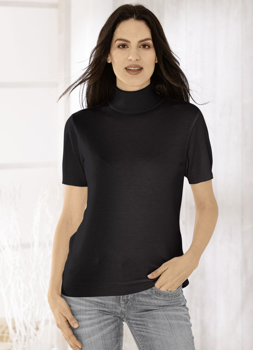 Basics - Pulli in edel glänzender Qualität, in Größe 036 bis 052, in Farbe SCHWARZ Ansicht 1