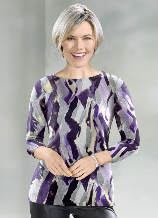 Klaus Modelle - Pullover in Feinstrick, in Größe 038 bis 054, in Farbe VIOLA-CREME-MULTICOLOR