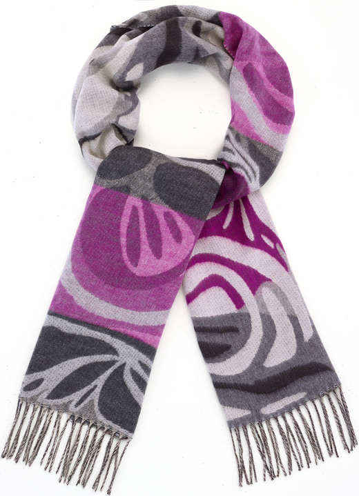 - Schal mit Fantasiedessin, in Farbe GRAU-PINK-BUNT Ansicht 1