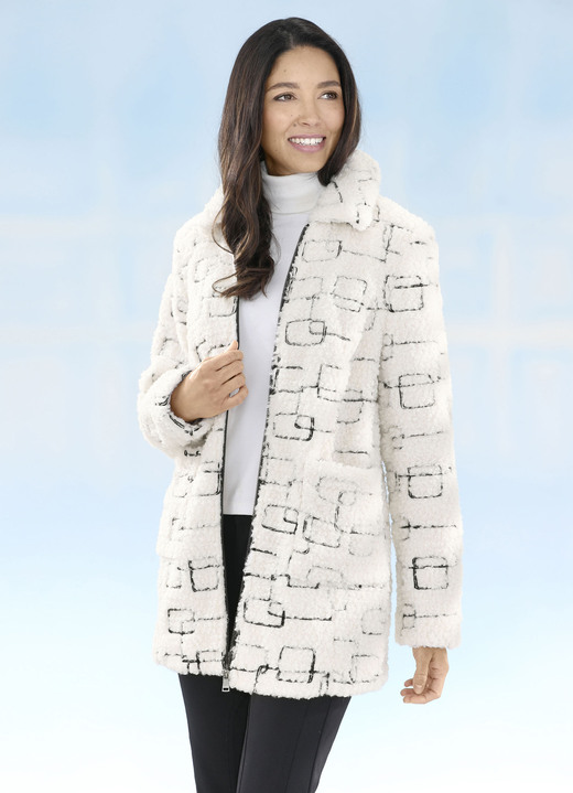 Winterjacken - Jacke mit effektvoller Stickerei, in Größe 036 bis 052, in Farbe NATUR-SCHWARZ