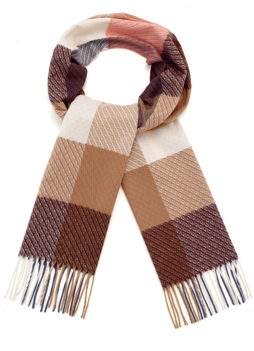 - Schal mit Karodessin, in Farbe SAND-BEIGE-BUNT Ansicht 1
