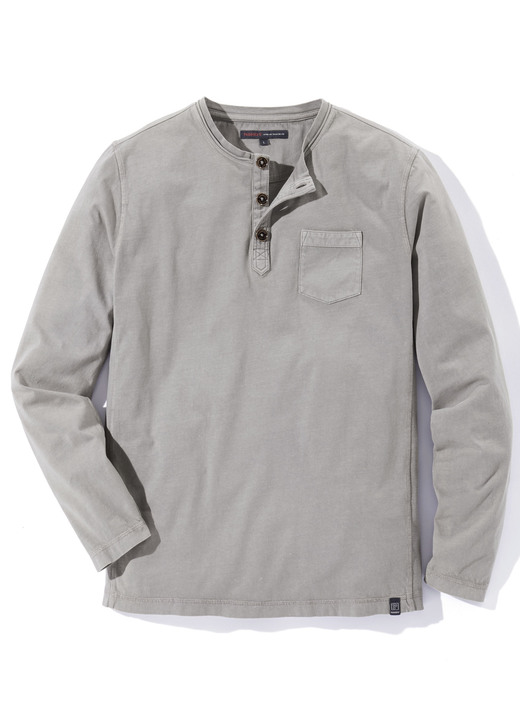 Shirts - Langarm-Shirt von «Paddock's» in 3 Farben, in Größe 3XL (60) bis XXL (58), in Farbe GRAU Ansicht 1