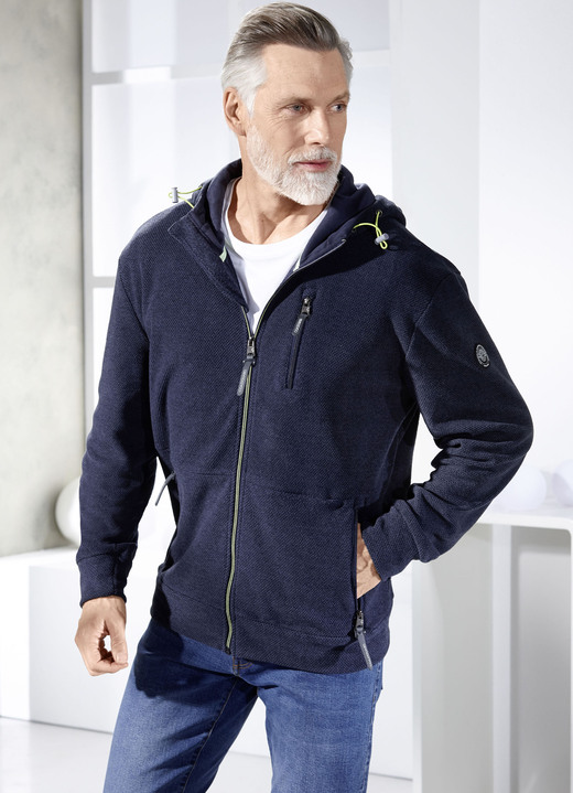 - Fleecejacke mit Kapuze, in Größe 3XL (58) bis XXL (56), in Farbe MARINE Ansicht 1