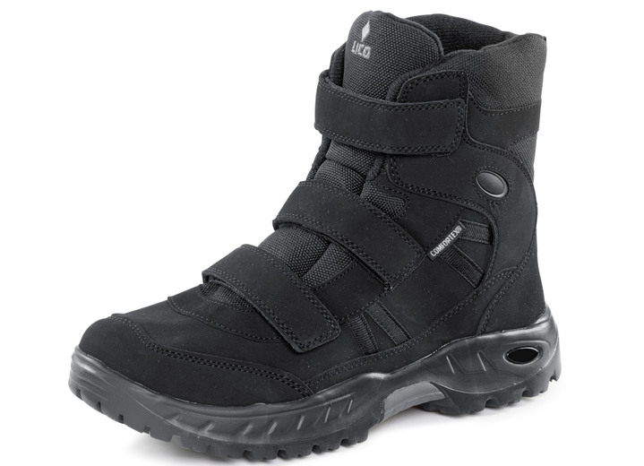 - Stiefelette aus Nubuk- und Textilmaterial, in Größe 040 bis 047, in Farbe SCHWARZ Ansicht 1