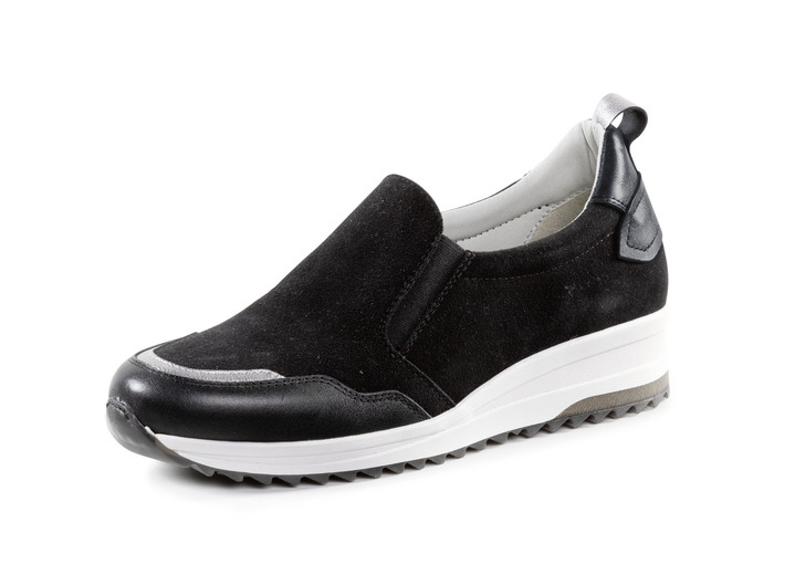 - ELENA EDEN Slipper aus Veloursleder, in Größe 036 bis 042, in Farbe SCHWARZ-SILBER Ansicht 1
