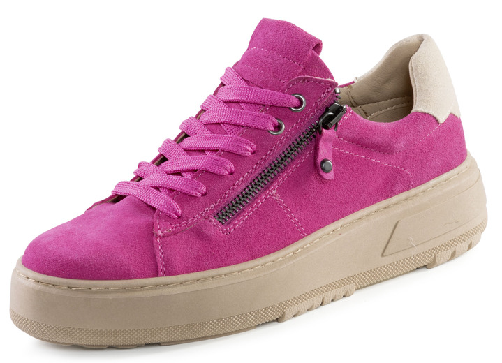 Slipper & Schnürschuhe - ELENA EDEN Schnürschuh mit Velour-Besatz, in Größe 036 bis 042, in Farbe PINK-BEIGE Ansicht 1