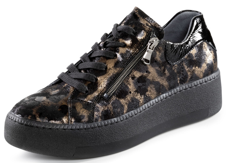 Slipper & Schnürschuhe - Waldläufer Sneaker in trendiger Leo-Optik, in Größe 4 bis 8 1/2, in Farbe SCHWARZ-BRONZE Ansicht 1