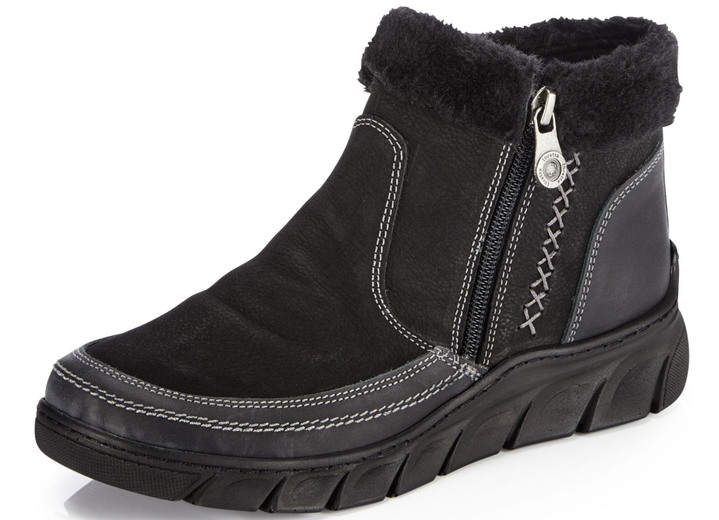 - ELENA EDEN-Bootie mit schwarzem Plüschkragen, in Größe 036 bis 042, in Farbe SCHWARZ Ansicht 1
