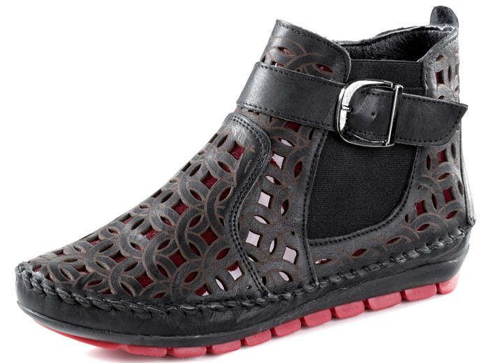 Stiefel & Stiefeletten - Gemini, sommerliche Damen-Boots, Weite G, mit herausnehmbarem Fussbett, in Größe 035 bis 042, in Farbe SCHWARZ-RUBINROT Ansicht 1