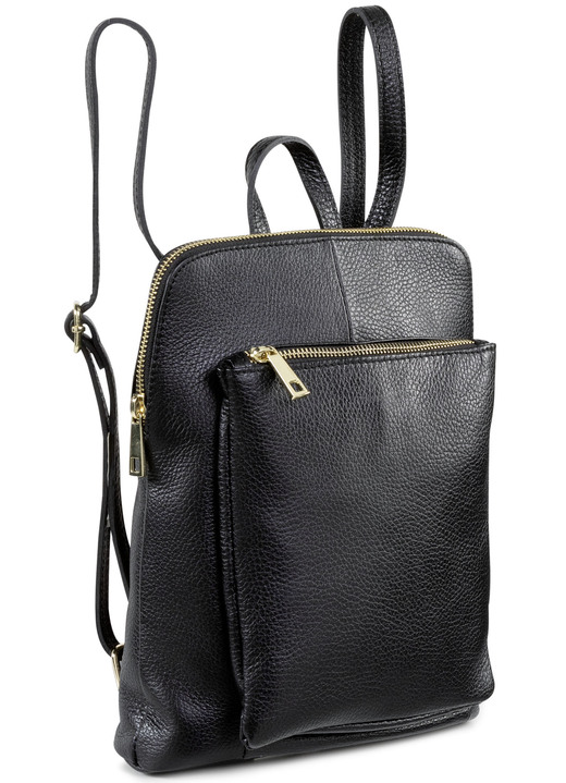 - Laurina Rucksack aus genarbtem Kalb-Nappaleder, in Farbe SCHWARZ Ansicht 1
