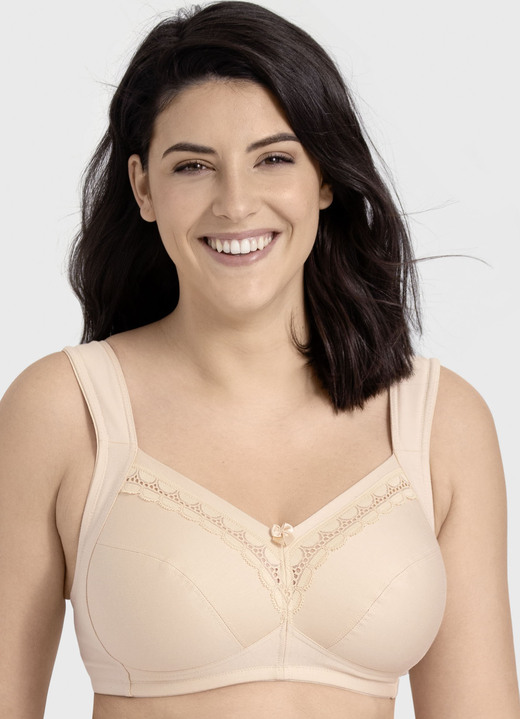 BH ohne Formbügel - Miss Mary BH mit Baumwolle, in Größe 075 bis 105, in Cup D, in Farbe BEIGE