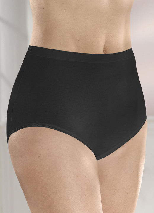 Slips - brio lingerie Fünferpack Slips mit elastischen Abschlüssen, in Größe 040 bis 058, in Farbe SCHWARZ Ansicht 1