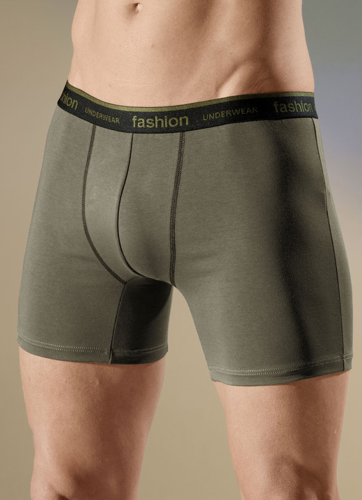 - Viererpack Pants mit Elastikbund, in Größe 005 bis 011, in Farbe 2X OLIV, 2X AUBERGINE