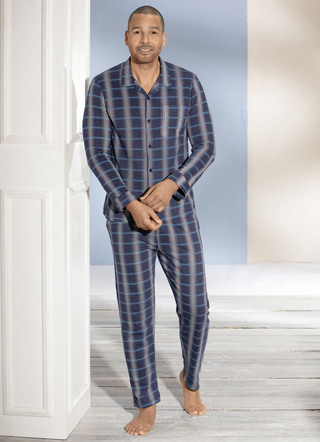 Pyjama mit durchgeknöpftem Oberteil und Karodessin
