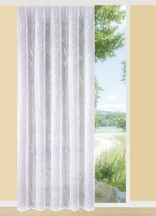 Klassisch - Vorhang Wasser mit Universalschienenband, in Größe 140 (H125xB300 cm) bis 291 (H245xB450 cm), in Farbe WEISS Ansicht 1