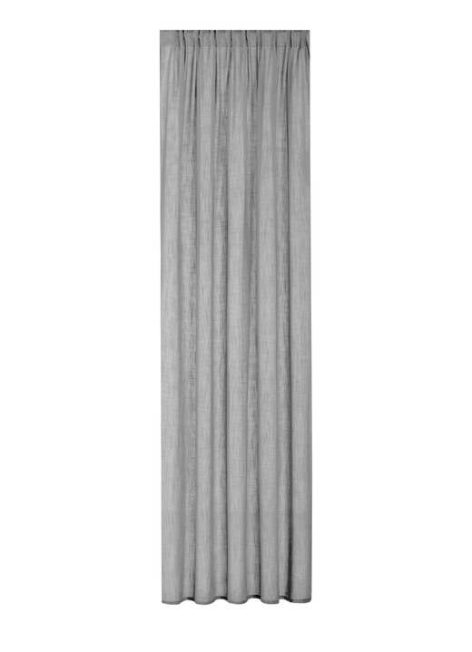 Klassisch - Halbtransparenter Übervorhang in Leinenoptik, in Größe 160 (H160xB140 cm) bis 456 (H245xB140 cm), in Farbe GRAU, in Ausführung Mit Multifunktionsband Ansicht 1