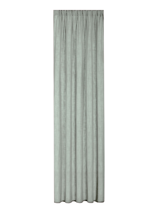 Klassisch - Halbtransparenter Übervorhang in Leinenoptik, in Größe 160 (H160xB140 cm) bis 456 (H245xB140 cm), in Farbe GRÜN, in Ausführung Mit Multifunktionsband Ansicht 1