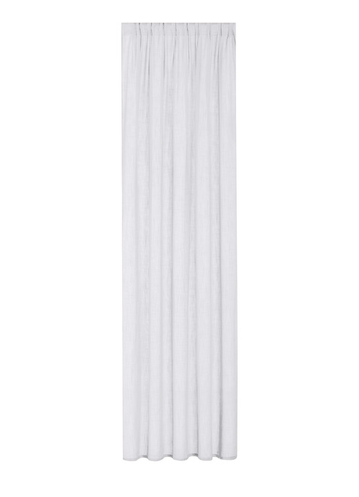Klassisch - Halbtransparenter Übervorhang in Leinenoptik, in Größe 160 (H160xB140 cm) bis 456 (H245xB140 cm), in Farbe WEISS, in Ausführung Mit Metallösen Ansicht 1