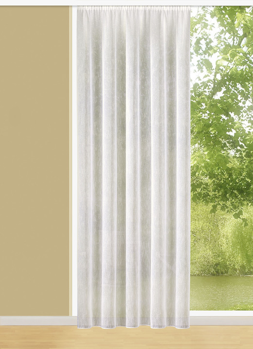 Klassisch - Flammgarn-Vorhang mit Automatikfaltenband, in Größe 140 (H120xB300 cm) bis 298 (H245xB600 cm), in Farbe CREME Ansicht 1