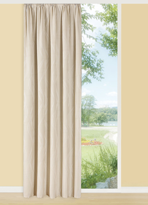 Klassisch - Übervorhang mit Universalschienenband, in Größe 341 (H125xB 70 cm) bis 458 (H245xB145 cm), in Farbe CREME Ansicht 1