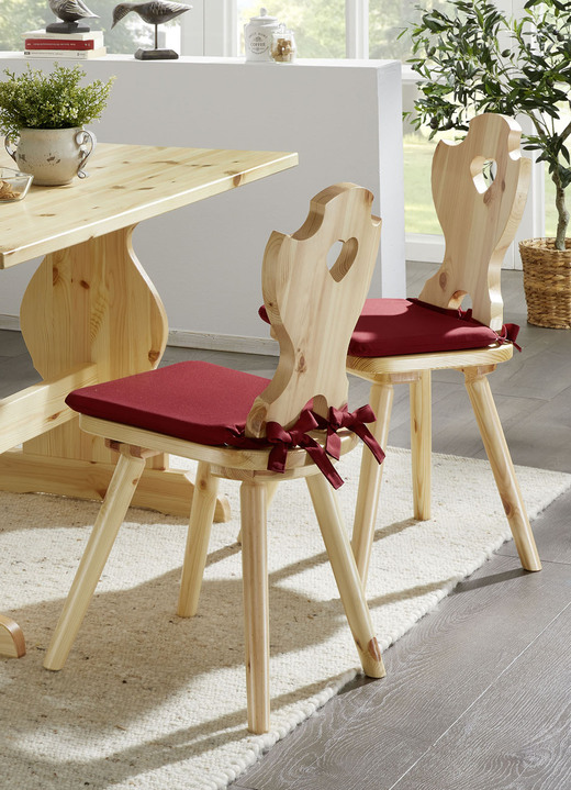 - Esszimmermöbel aus massivem Kiefernholz, in Farbe NATUR, in Ausführung Stühle, 2er-Set