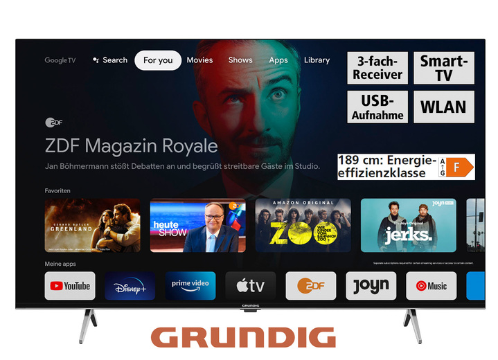 Fernseher - Grundig LED-Fernseher, in Farbe SCHWARZ Ansicht 1