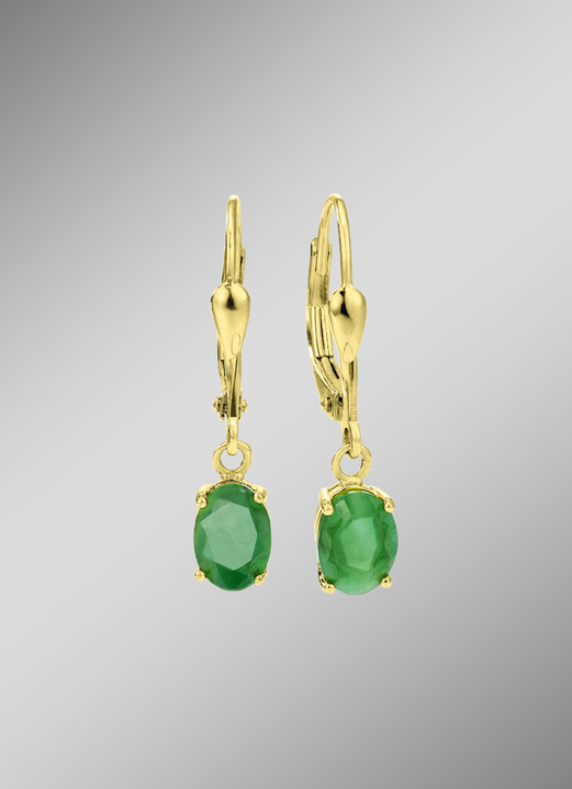 Ohrschmuck - Bezaubernde Ohrringe mit echtem Edelstein, in Farbe , in Ausführung Echt Smaragd Ansicht 1