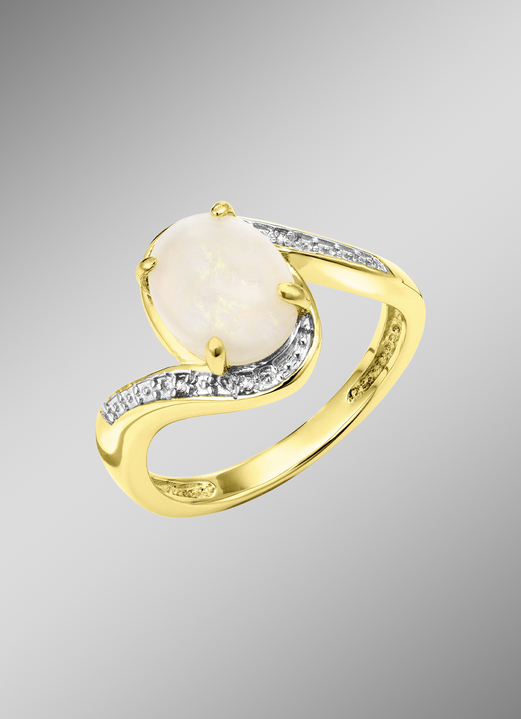 Ringe - Damenring mit Diamanten und echt Opal, in Größe 160 bis 220, in Farbe  Ansicht 1