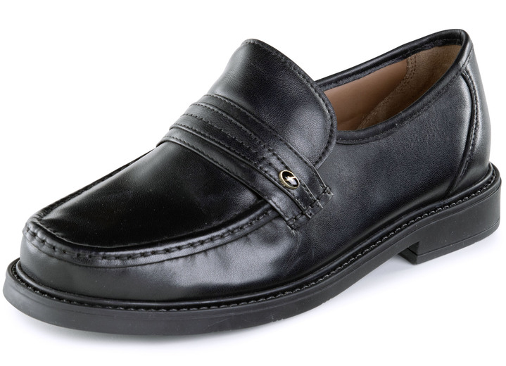 Slipper & Schnürschuhe - GINO GALANTE Slipper mit Lederspange, in Größe 039 bis 046, in Farbe SCHWARZ Ansicht 1