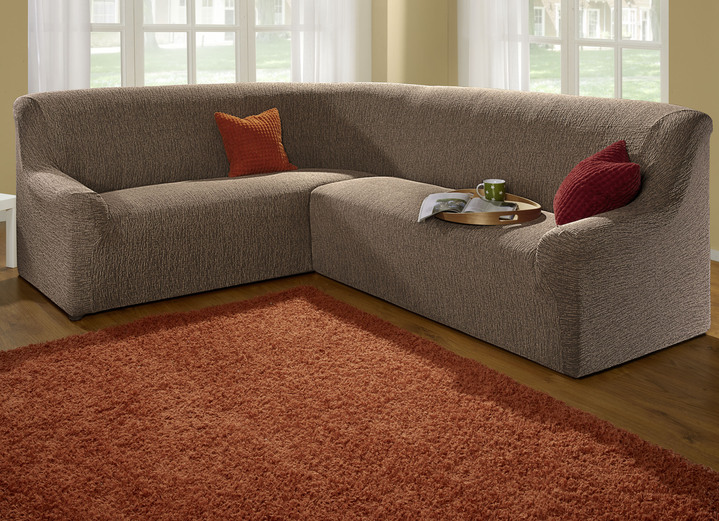Sessel- & Sofaüberwürfe - Stretchbezüge, in Größe 101 (Sesselbezug) bis 106 (Stuhlbezug), in Farbe BRAUN Ansicht 1