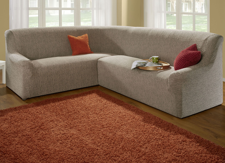 Sessel- & Sofaüberwürfe - Stretchbezüge, in Größe 101 (Sesselbezug) bis 106 (Stuhlbezug), in Farbe TAUPE Ansicht 1