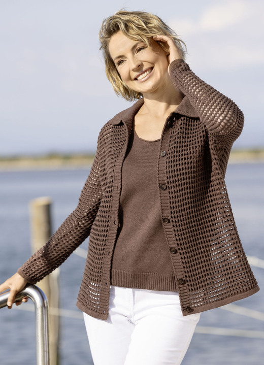 Basics - Strick-Twinset mit nachhaltig recycelter Baumwolle Basics - Strick-Twinset mit nachhaltig recycelter Baumwolle, in Größe 036 bis 052, in Farbe BRAUN